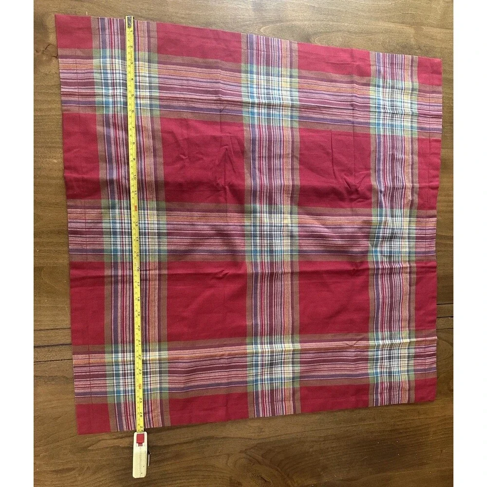 Pottery Barn Euro Plaid Pillow Cover Red Green Multi Color 26x26 100% Cotton